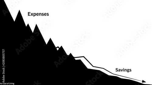 Schilderij op canvas Declining Expenses and Savings Chart Concept