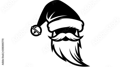 Foto Minimalist Black and White Santa Claus Face Illustration
