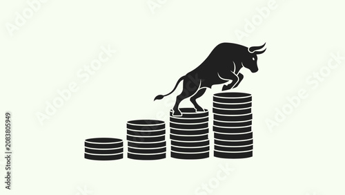Bull Market Concept with Rising Coin Stacks
