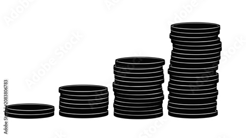 Minimalist Black Coin Stacks Growing Concept