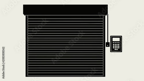Bild auf Leinwand Black Roller Shutter Door with Security Keypad Icon