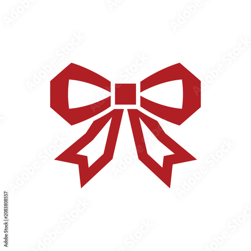 Red bow tie icon symbol, elegant decorative ribbon knot, celebration and gift element, simple vector graphic