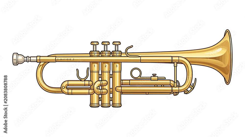 Obraz premium Golden Trumpet Musical Instrument Illustration