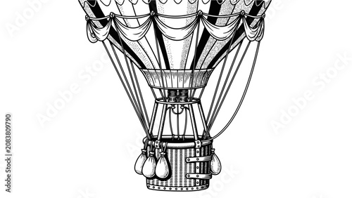 Fotografie Vintage Hand Drawn Hot Air Balloon Illustration
