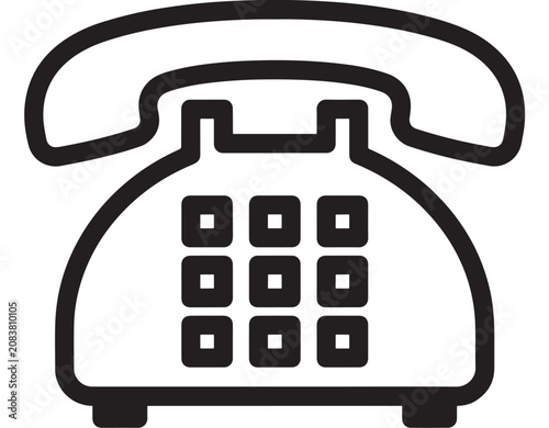 Schilderij op canvas Bold Black and White Vector Line Art Illustration of a Telephone Icon with Keypa