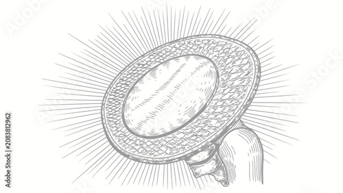 Bild auf Leinwand Engraved Monstrance Illustration with Radiant Light Beams