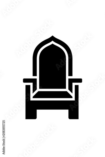 Majestic Throne Icon - Royal Seat Symbol on White Background