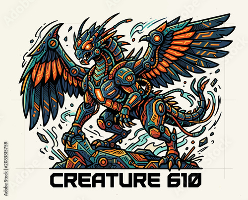 Mechanical Dragon Creature Cyborg Fantasy Art