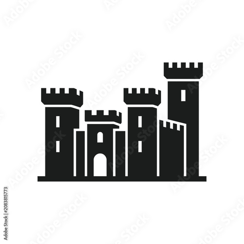 Medieval Castle Silhouette Icon Vector Graphic