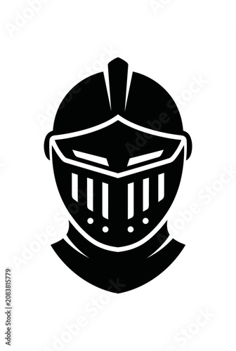 Medieval Knight Helmet Icon Black Silhouette Vector