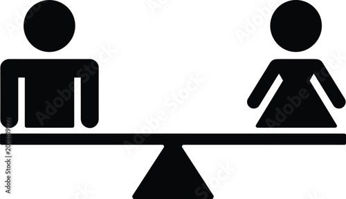 Foto Black of a man and a woman standing on opposite sides of a balance scale, repres