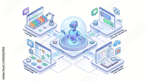 Artificial Intelligence Robot Center with Data Processing Modules.