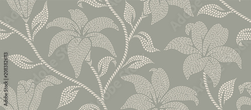 Quadro su tela Abstract flower amaryllis seamless pattern dotted style.