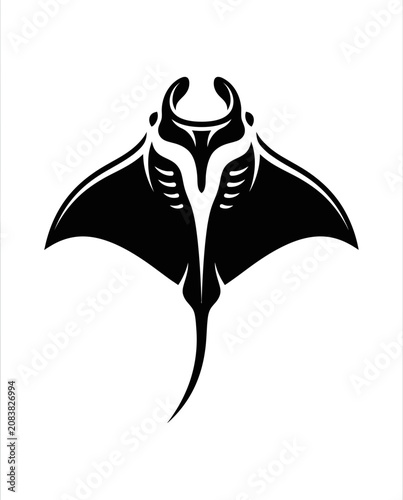 Stylized Manta Ray Silhouette, Tribal Tattoo Design, Ocean Life