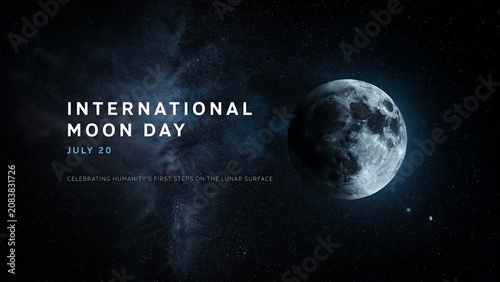 International moon day celebration banner with moon