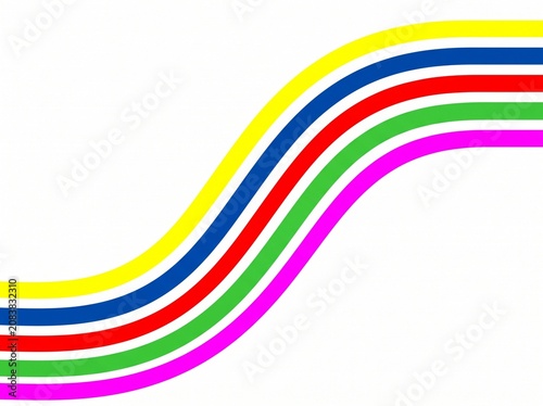 Colorful Parallel Wavy Stripes on White Background