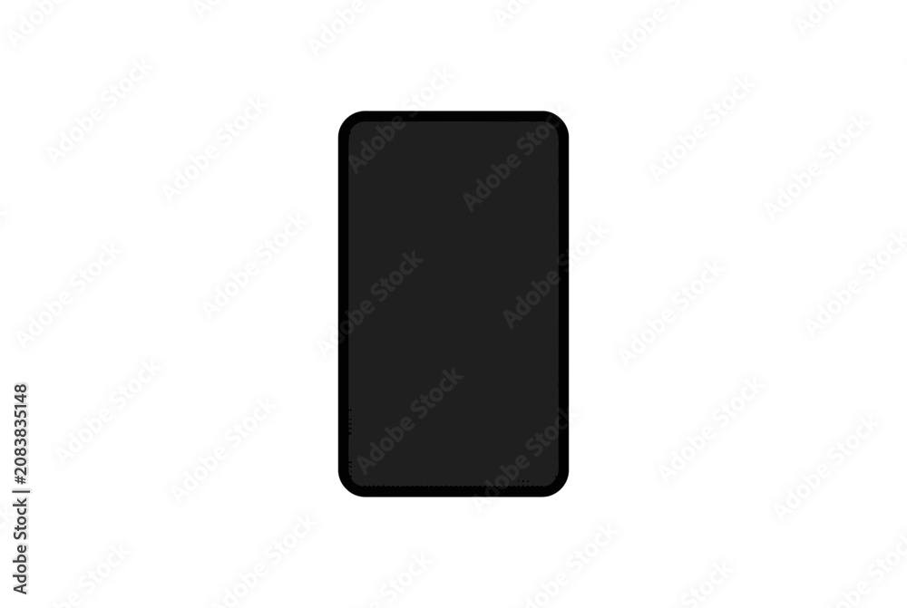 Naklejka premium Blank Black Smartphone Screen Mockup Isolated on White Background