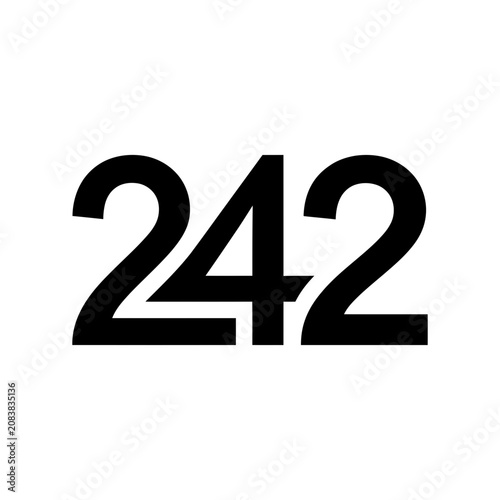 Tableau sur toile Bold Black Number 242 on White Background, Graphic Design Element