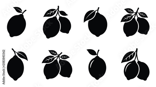 Schilderij op canvas Set of lemon icons, vector illustration of citrus fruits