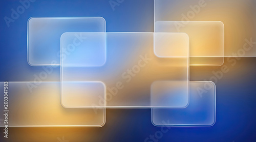Floating frosted glass panels arranged in a digital composition for technology and business web design projects
