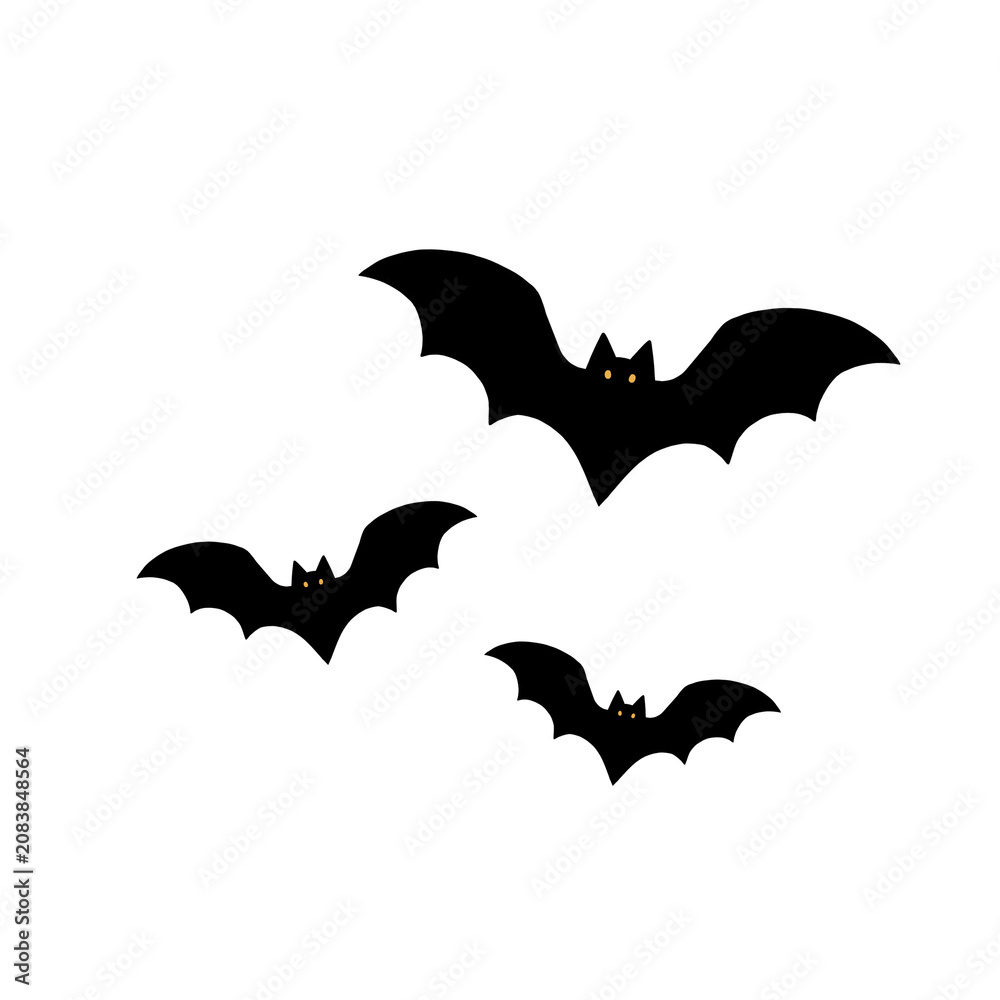 Fototapeta premium Black flying bats silhouette group for Halloween element
