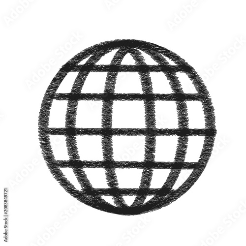 Chalk sketch style globe isolated grid icon - design for education, green technology, and charity campaigns. JPEG version.