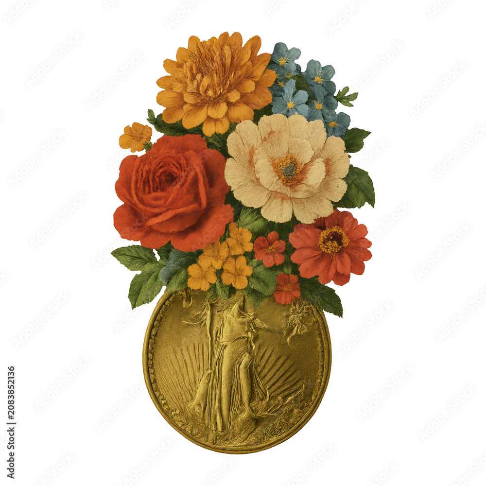 Fototapeta premium PNG Vintage floral bouquet illustration