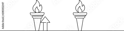 Photography Continuous line drawing Torch, flame, icons, symbol, vector graphics, illustrati