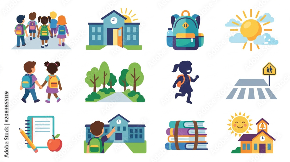Naklejka premium Collection of School Related Icons and Illustrations.