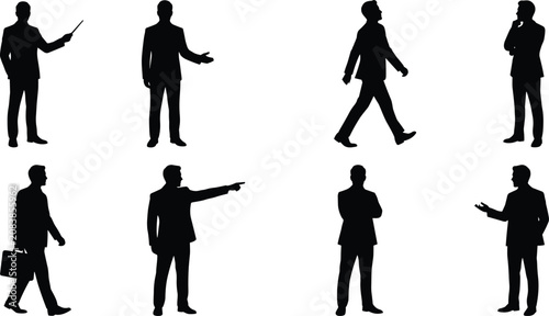 Fotografie Collection of business professional silhouettes in formal suits showing diverse