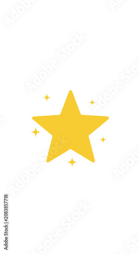 Bright Yellow Star with Sparkles - Vector Illustration