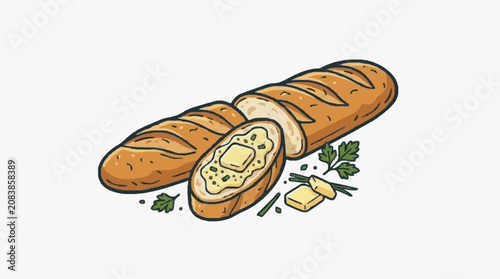 Close up detailed illustration of a brown snail with shell pattern.