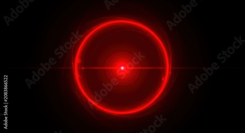 Red laser circle light beam.