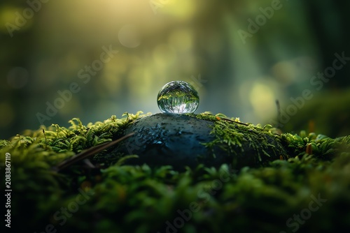 Lush Green Mossy Hill Magical Forest Light Fantasy Nature Art