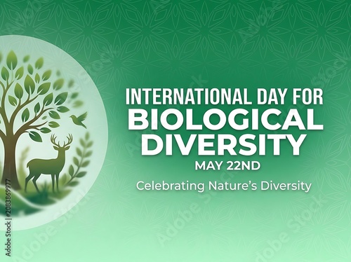 International day for biological diversity celebration with green nature and wildlife illustration design