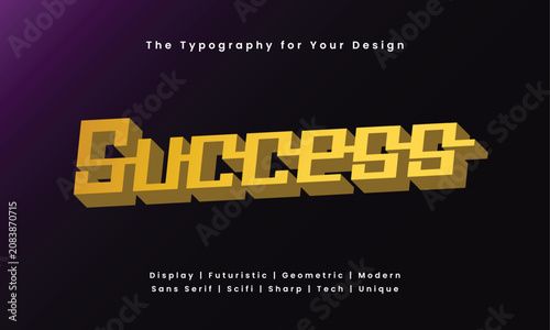 Success Futuristic Yellow Typography with Modern Unique Font Style on Purple Black Gradient Background