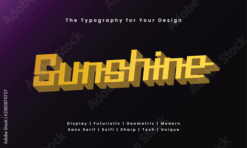 Sunshine Futuristic Yellow Typography with Modern Unique Font Style on Purple Black Gradient Background