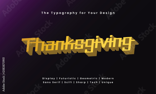 Thanksgiving Futuristic Yellow Typography with Modern Unique Font Style on Purple Black Gradient Background