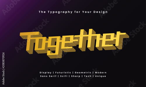 Together Futuristic Yellow Typography with Modern Unique Font Style on Purple Black Gradient Background