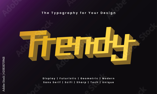 Trendy Futuristic Yellow Typography with Modern Unique Font Style on Purple Black Gradient Background