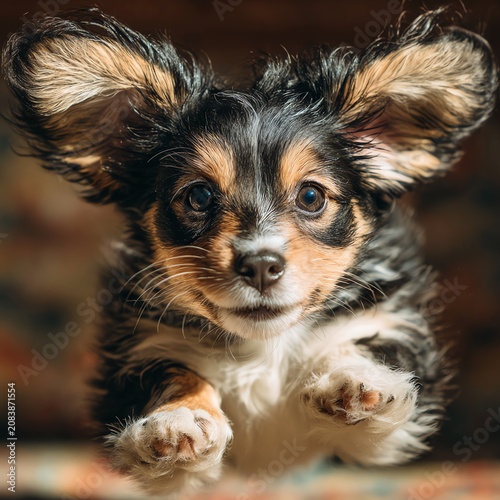Cute Puppy Jumping Adorable Dog Portrait Fun Pet Photography