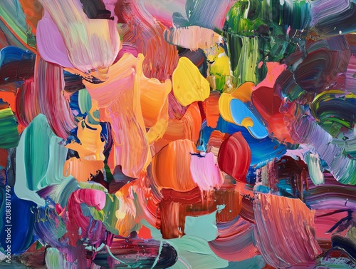 Abstract Colorful Flowers Nature Oil Painting Expressionist Art