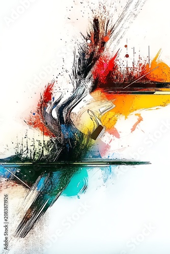 Abstract Dark Expressive Black Shapes Oil Painting Art