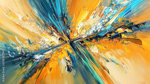 Abstract Colorful Fluid Shapes Oil Painting Organic Art