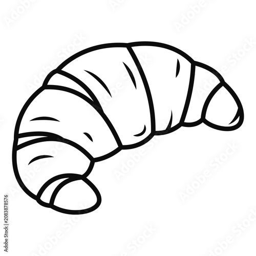 Buttery Croissant Pastry With Flaky Layers Doodle Line Art Illustration