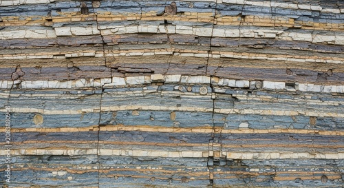Textured Layers of Sedimentary Rock Cliffs