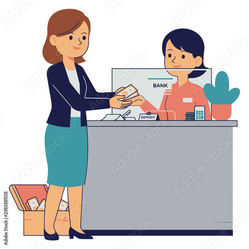 Bank customer service flat vector illustration