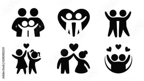 Photography Modern black silhouette icons depicting family unity and emotional connections i