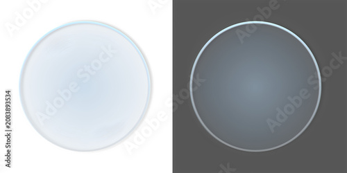 Valokuva glassy circular banner element featuring sleek realistic light glares and specul