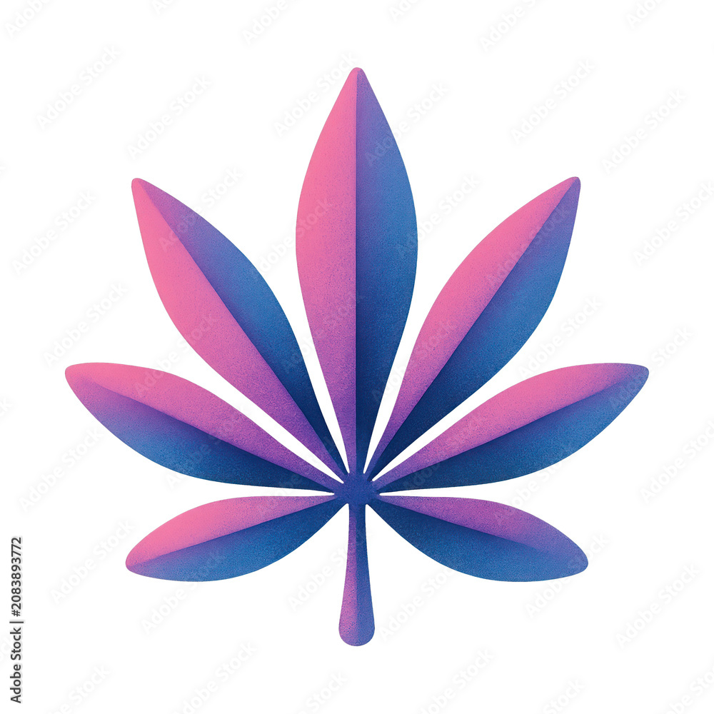 Fototapeta premium PNG Gradient cannabis leaf illustration.